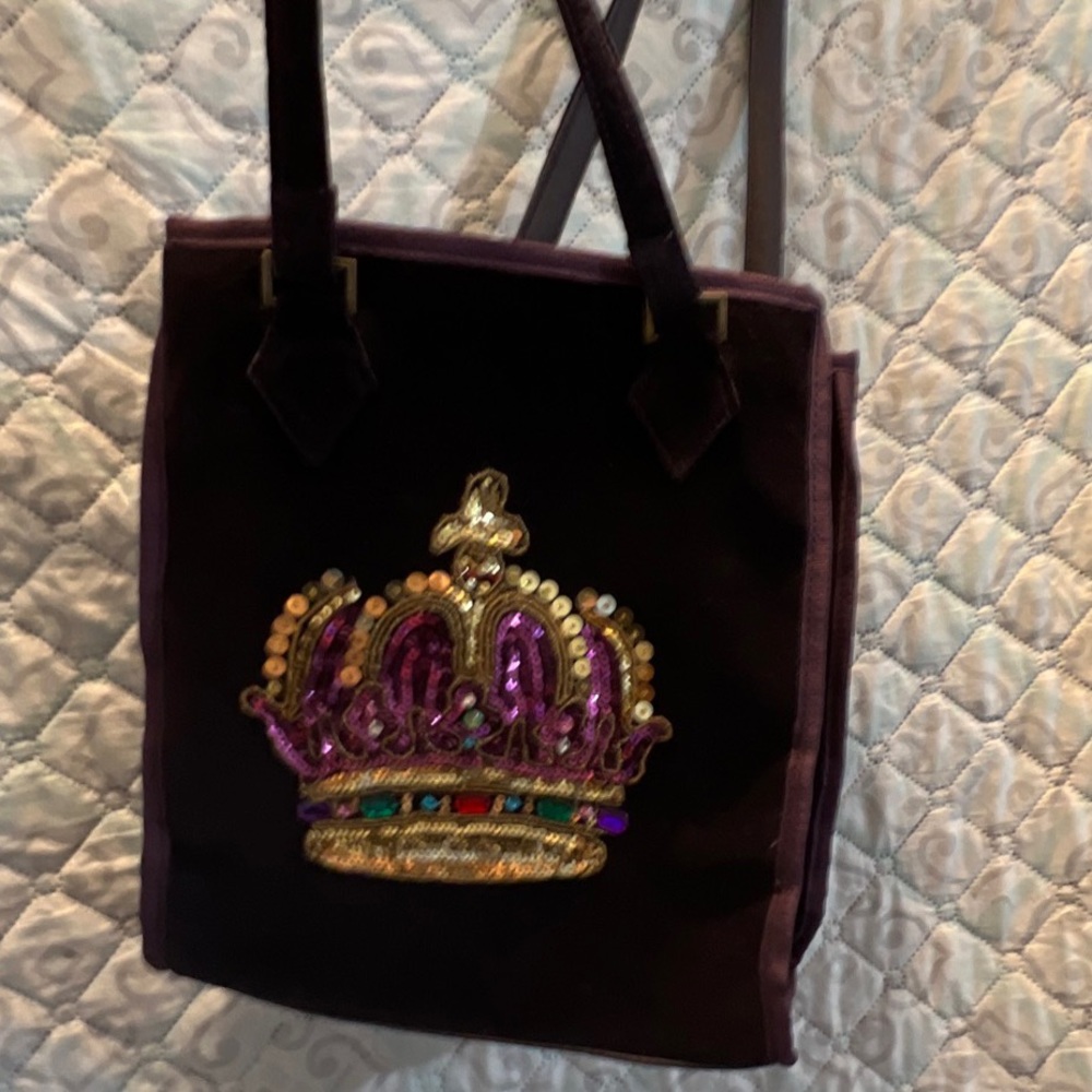 Crown Velvetine Purple Purse
